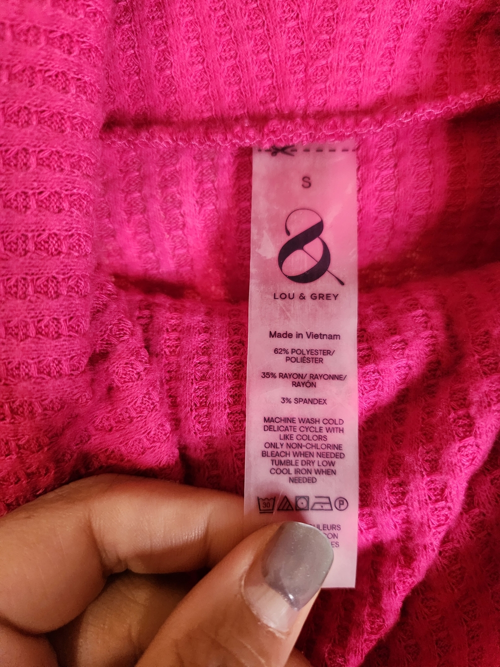 Lou & Grey Hot Pink Waffle-Knit Top - Small